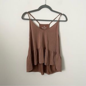 American Eagle Orange Peplum Tank